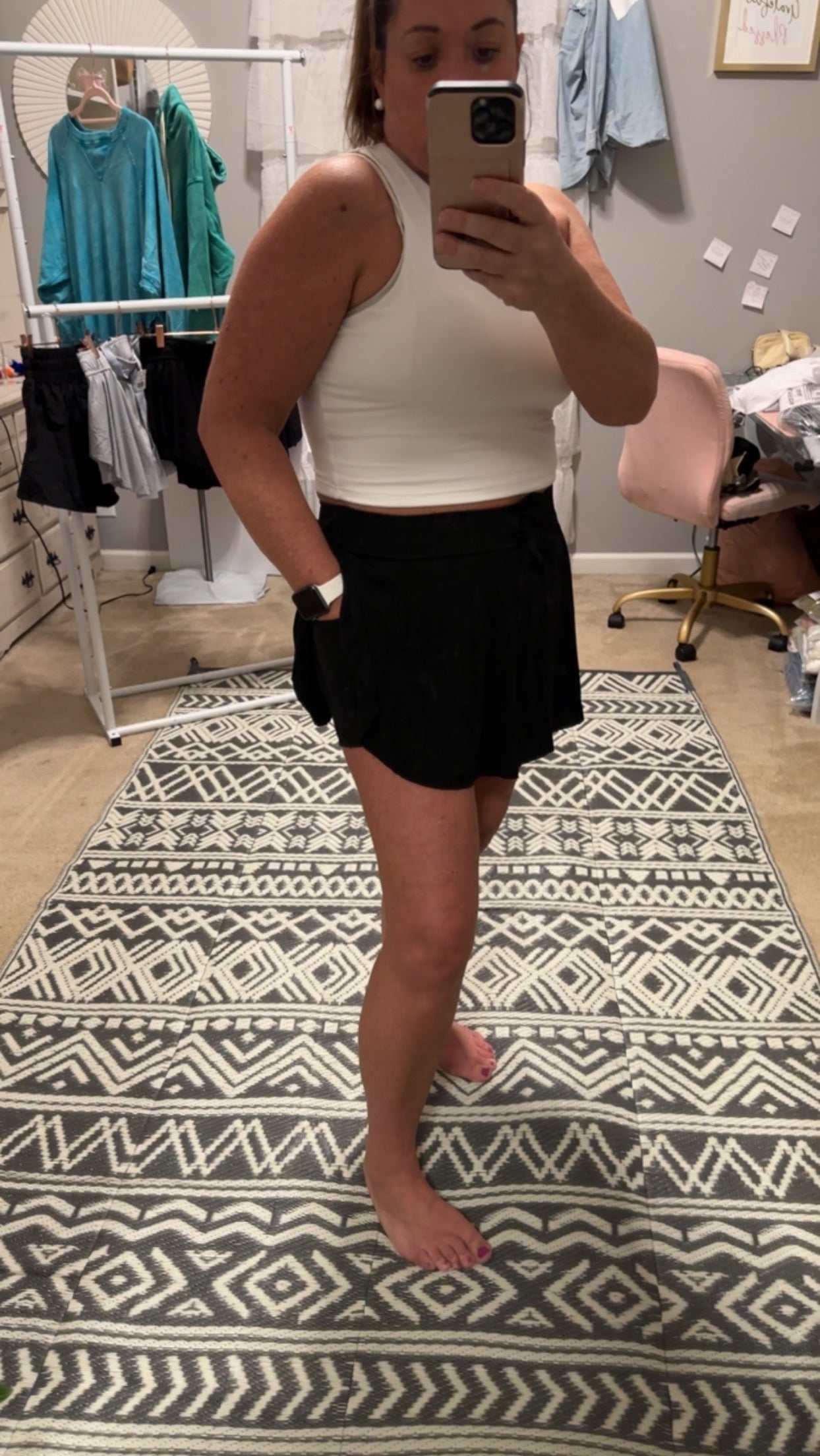 RUFFLE HEM TENNIS SKIRT WITH HIDDEN INNER POCKETS BLACK