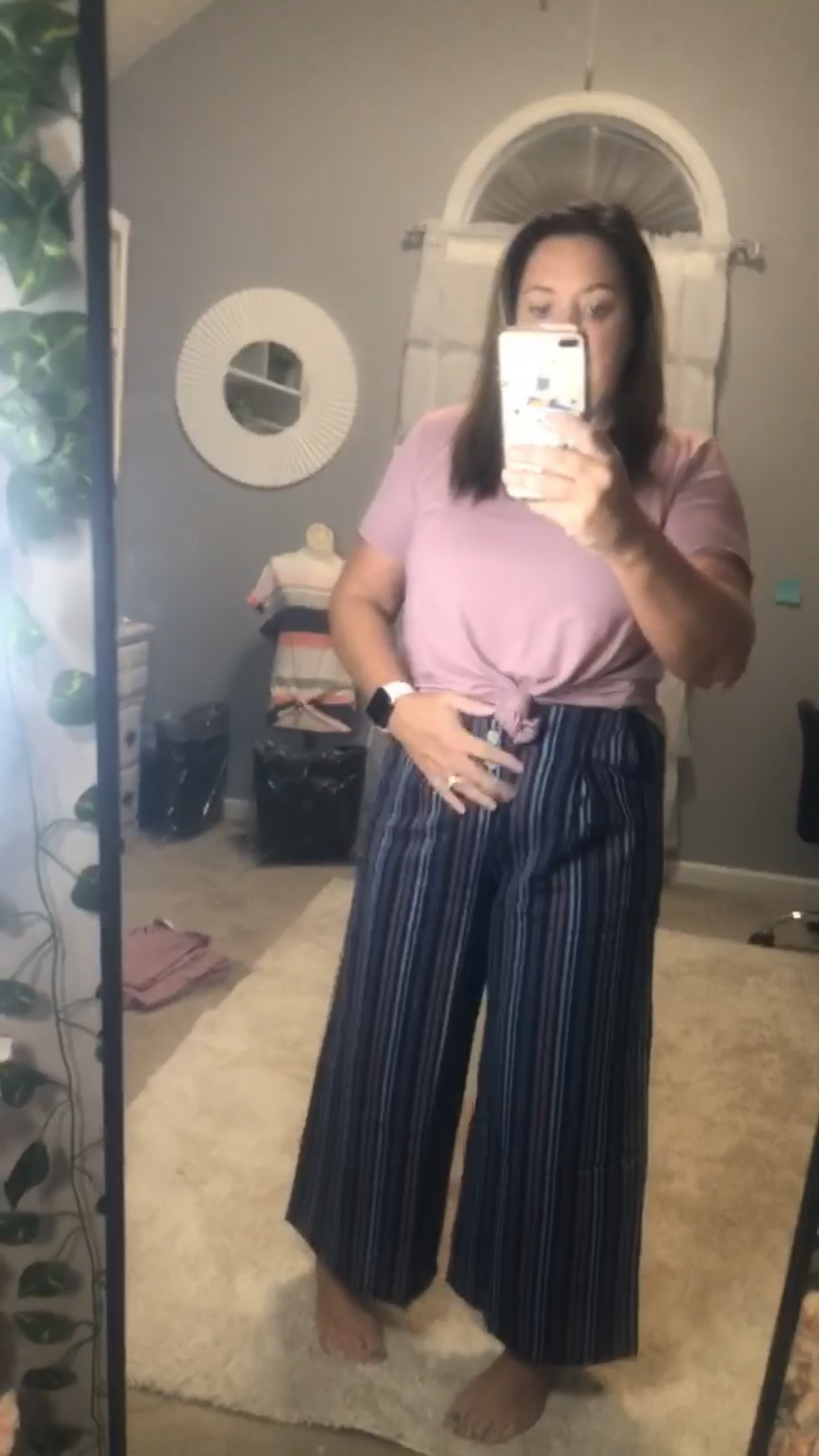 Multi Colored Stripe Pants with Wide Legs