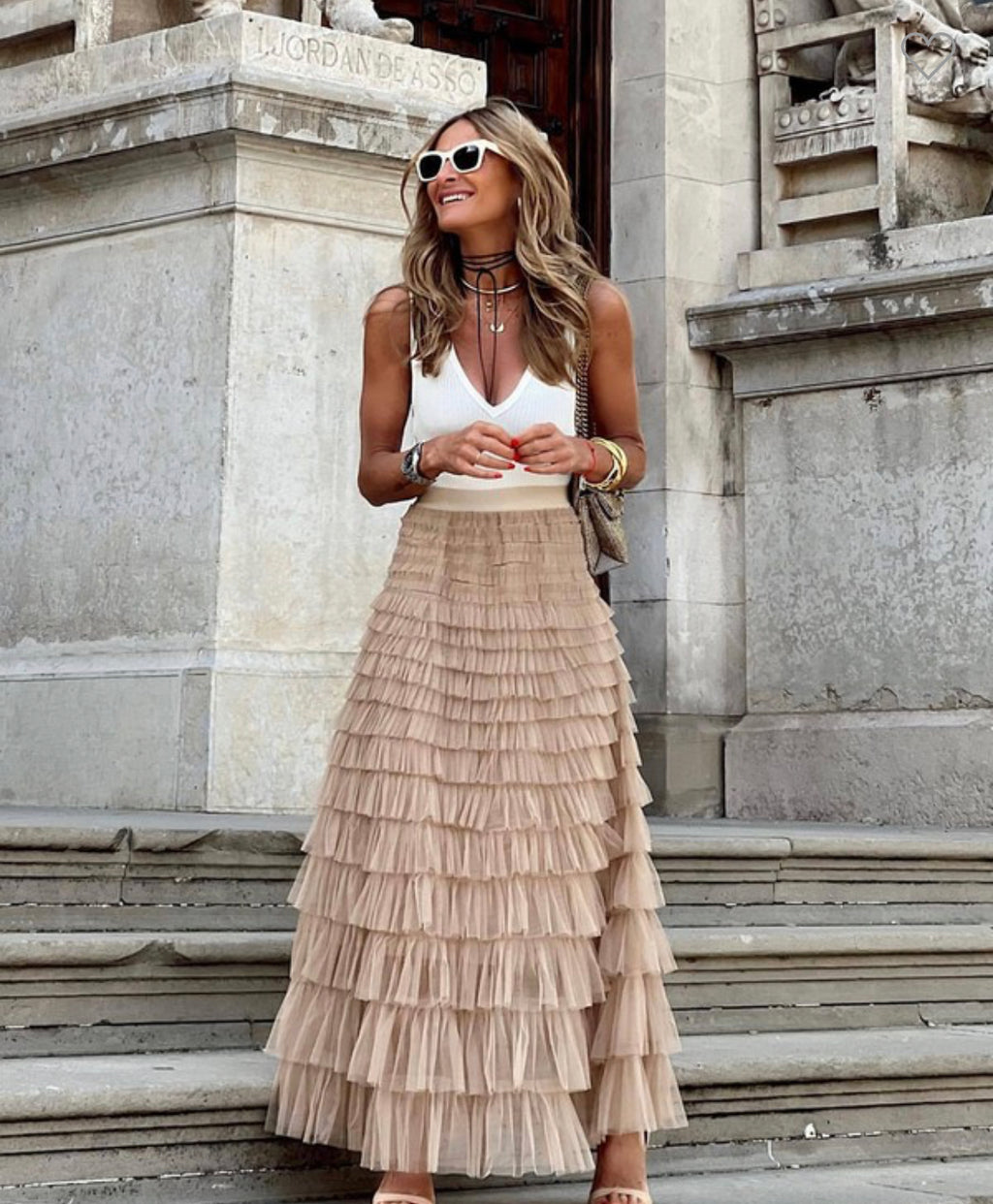 Layered Frilled Tulle Skirt