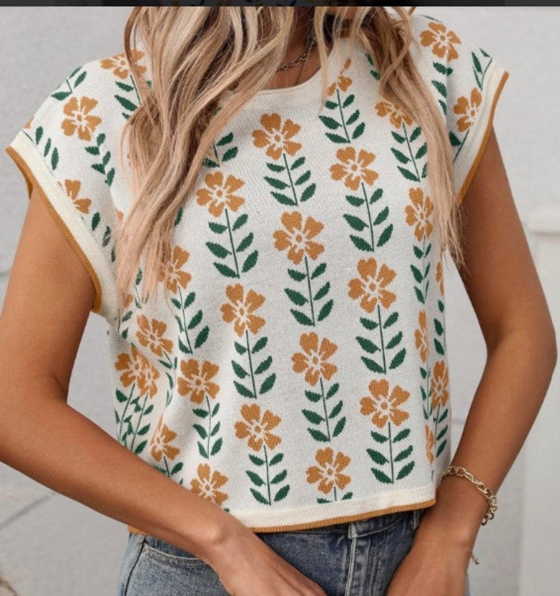 The Boho Floral Top-Beige