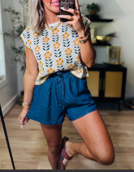 The Boho Floral Top-Beige
