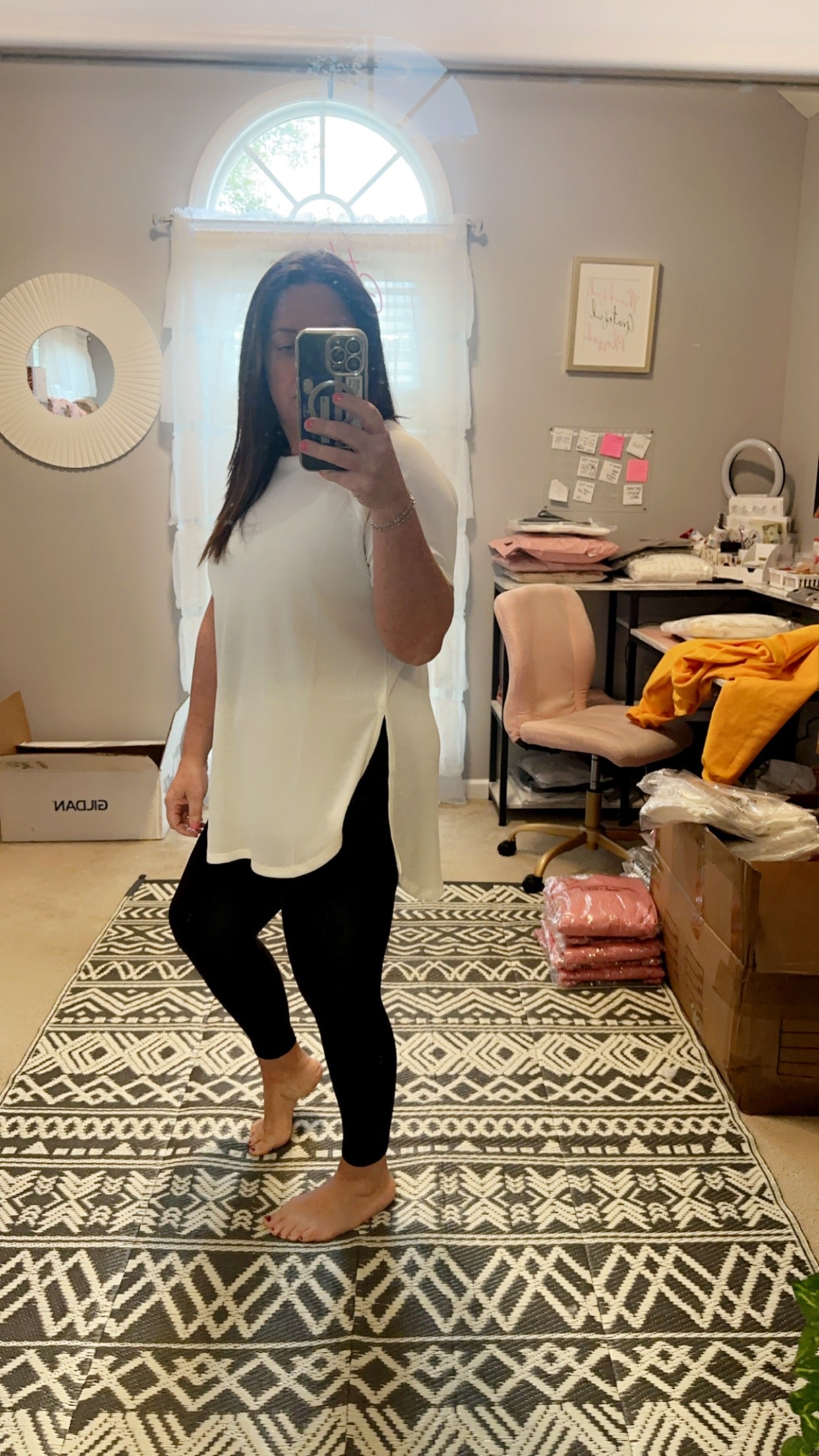 MELAGE BABY WAFFLE SHORT SLEEVE TOP	IVORY