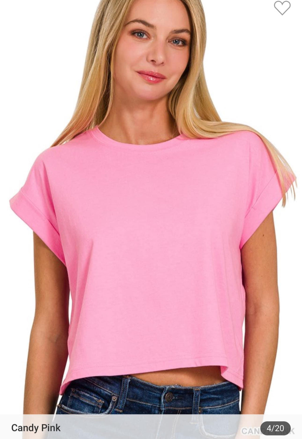 COTTON FOLDED SLEEVE TOP	CANDY PINK