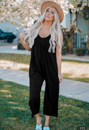 Spaghetti Straps Wide Leg Pocketed Jumpsuits