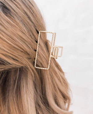 Gold Square Hair Claw Clip