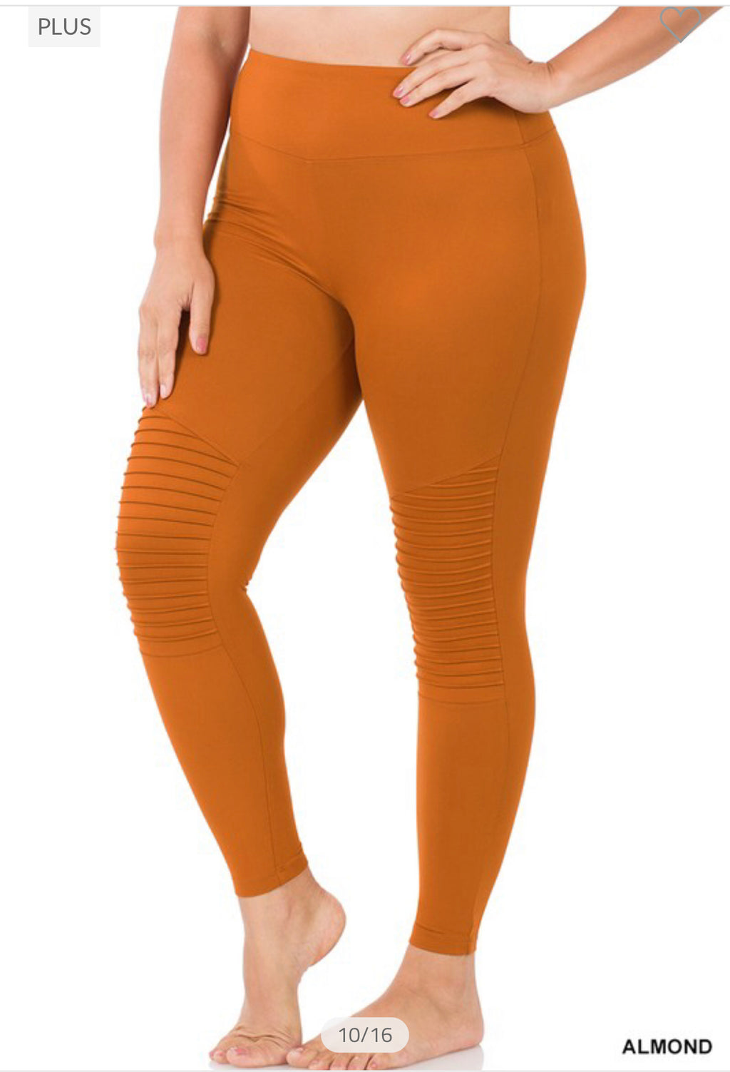 *Curvy* Brushed Microfiber Wide Waistband Moto leggings-Almond