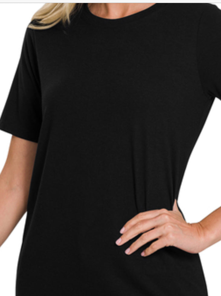 SHORT SLEEVE ROUND NECK TEE-Black