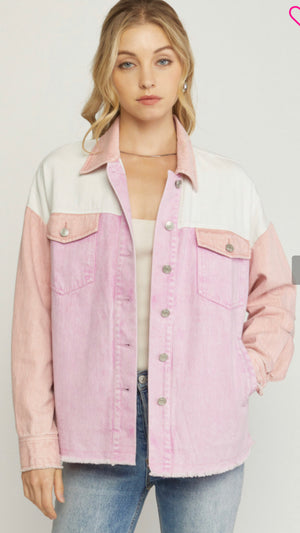 Pink Combo Denim Jacket