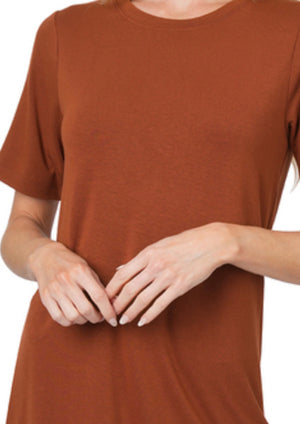 SHORT SLEEVE ROUND NECK TEE-DK Rust/Maroon