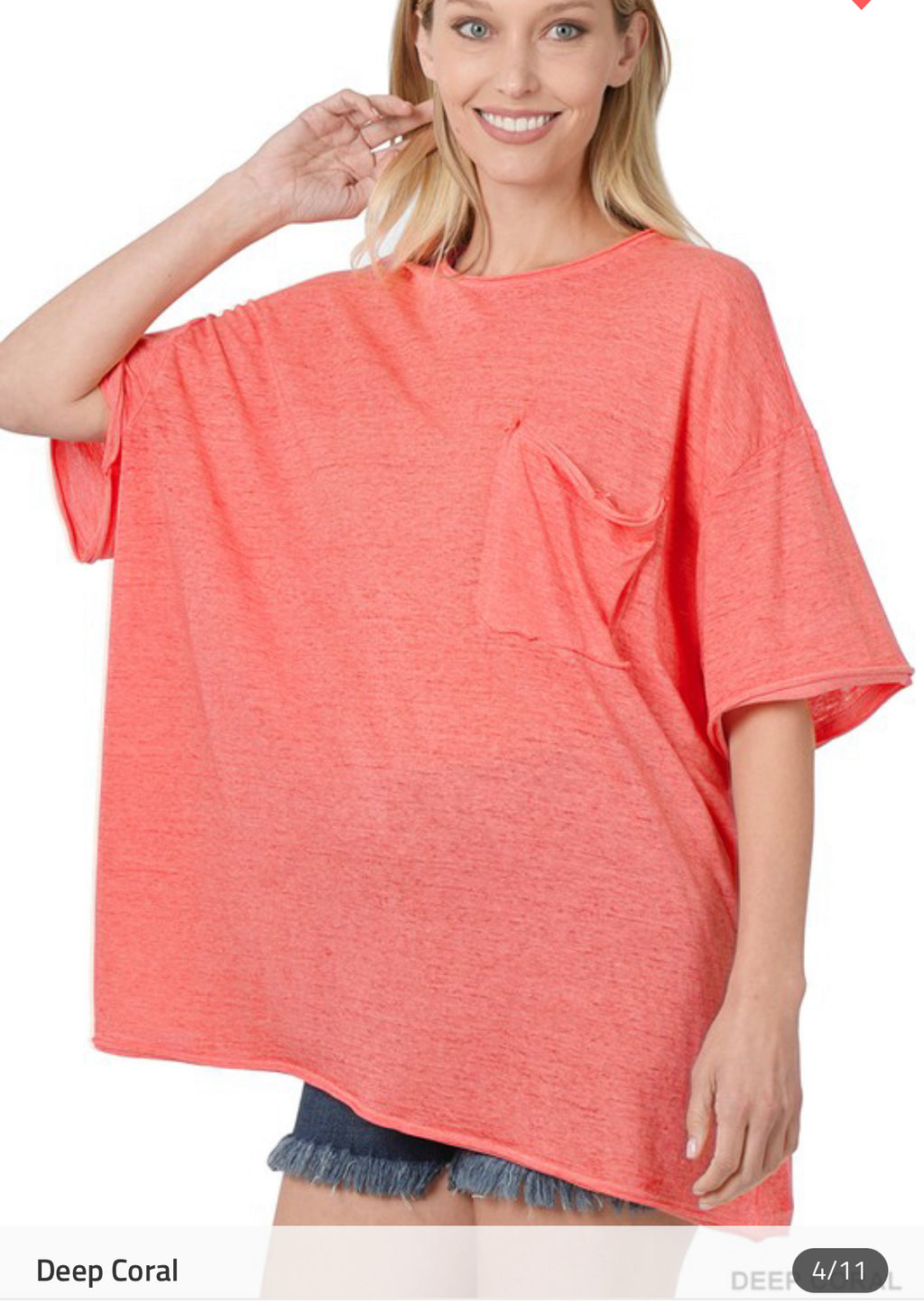 Oversized Melange Burnout Raw Hem Tee