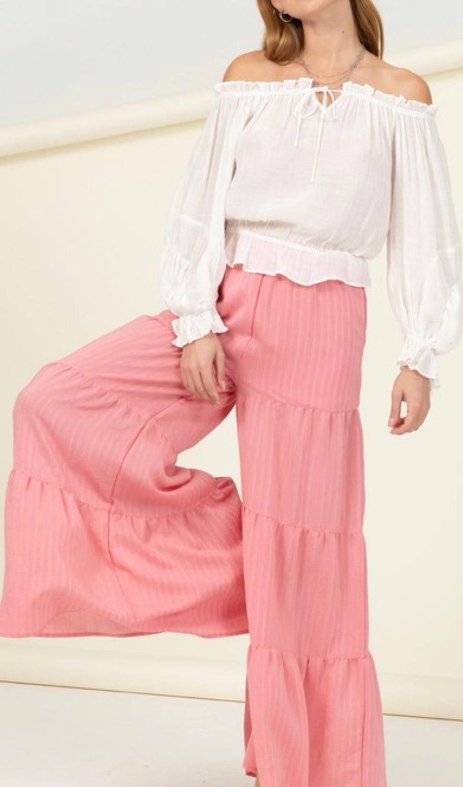 Tiered Hem Palazzo Pants