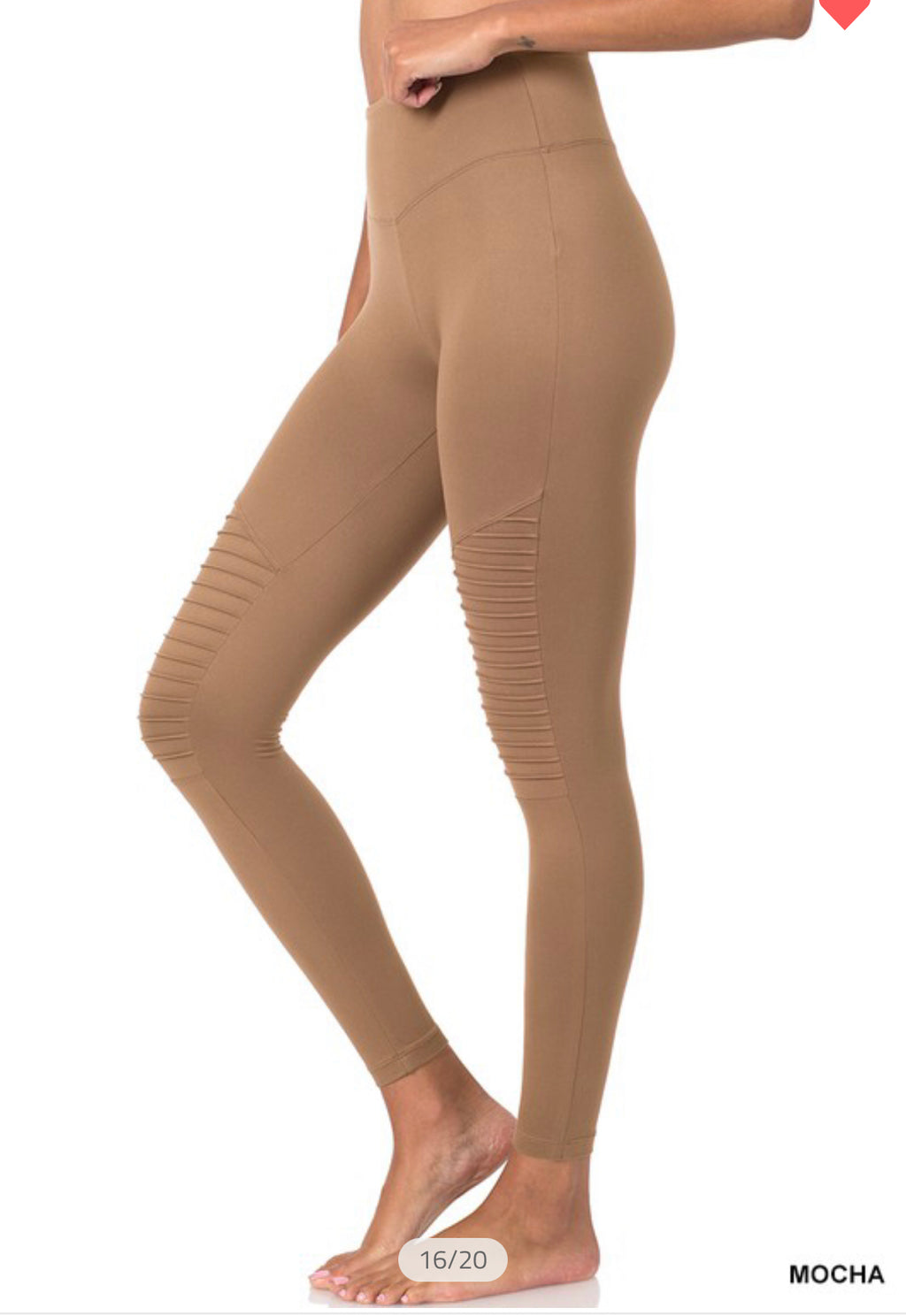 Brushed Microfiber Wide Waistband Moto Leggings—Mocha