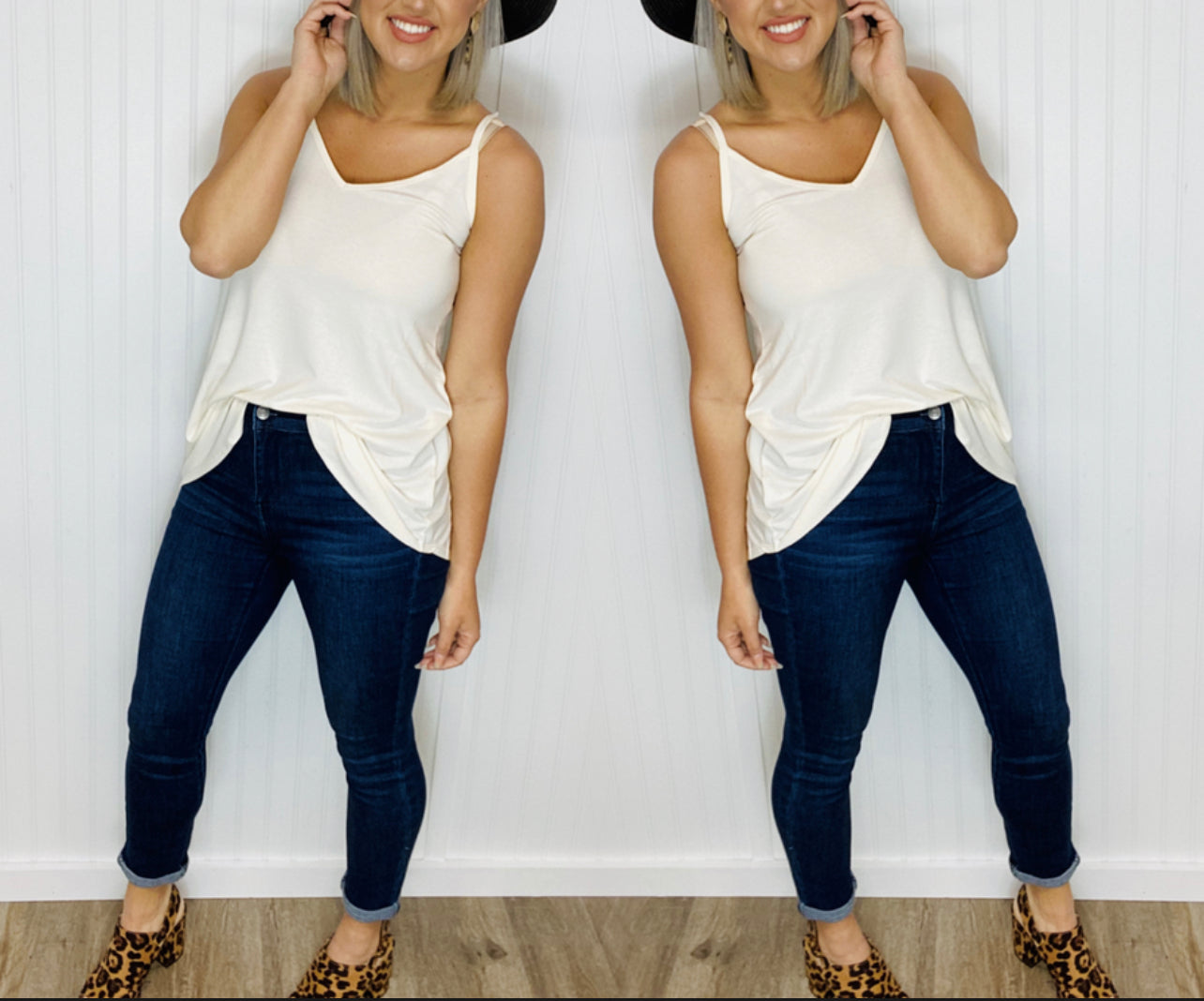 FRONT AND BACK REVERSIBLE SPAGHETTI CAMI-Ivory