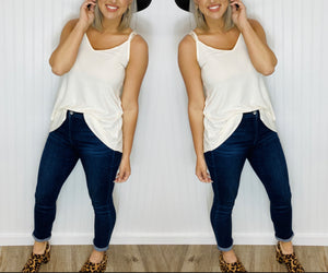 FRONT AND BACK REVERSIBLE SPAGHETTI CAMI-Ivory